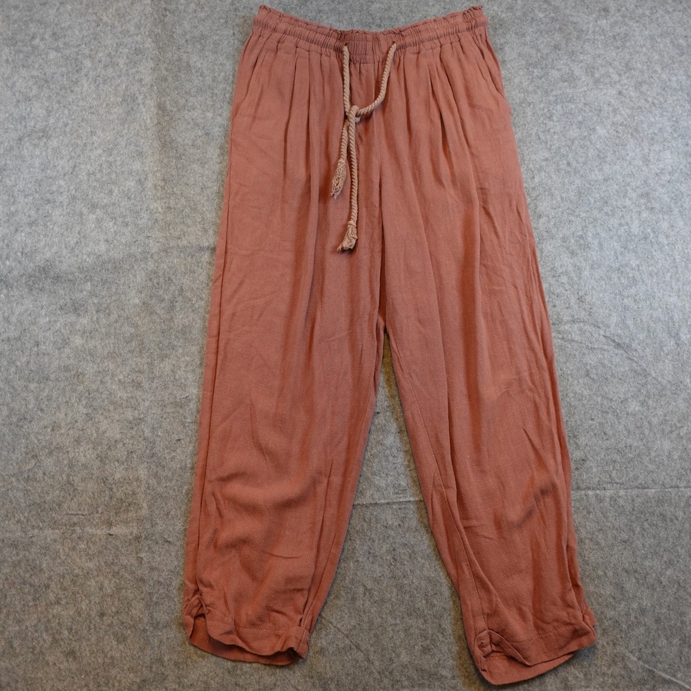 Gentle Fawn Pant Women Small Terracotta Linen Blend Boho Pull On Lagenlook Ankle